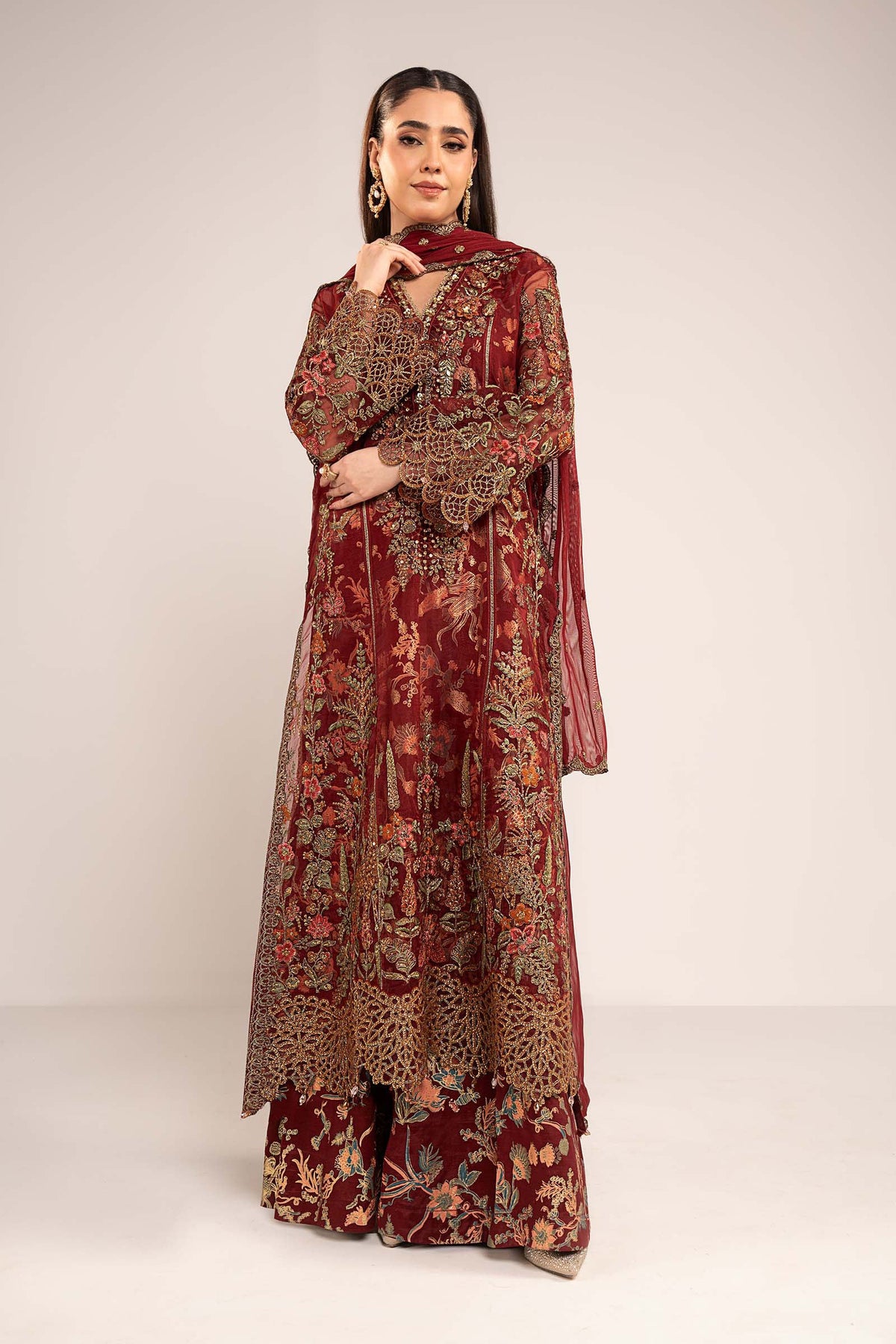 3 Piece Embroidered Organza Suit