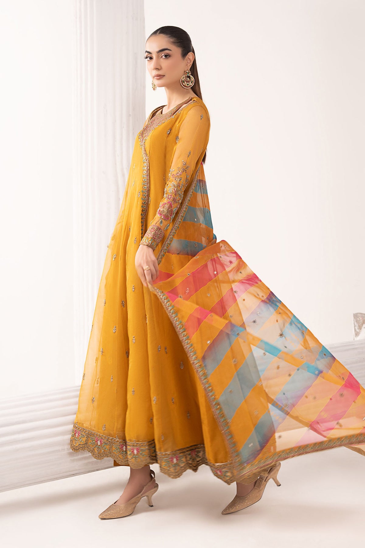 3 Piece Embroidered Organza Suit