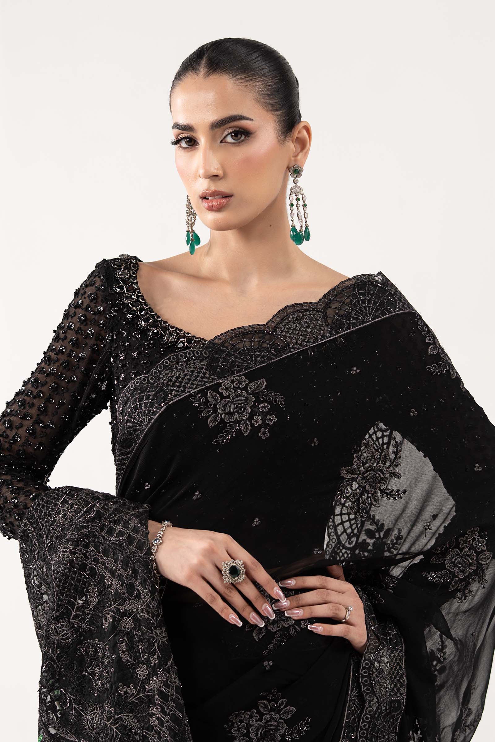 Embroidered Chiffon Saree