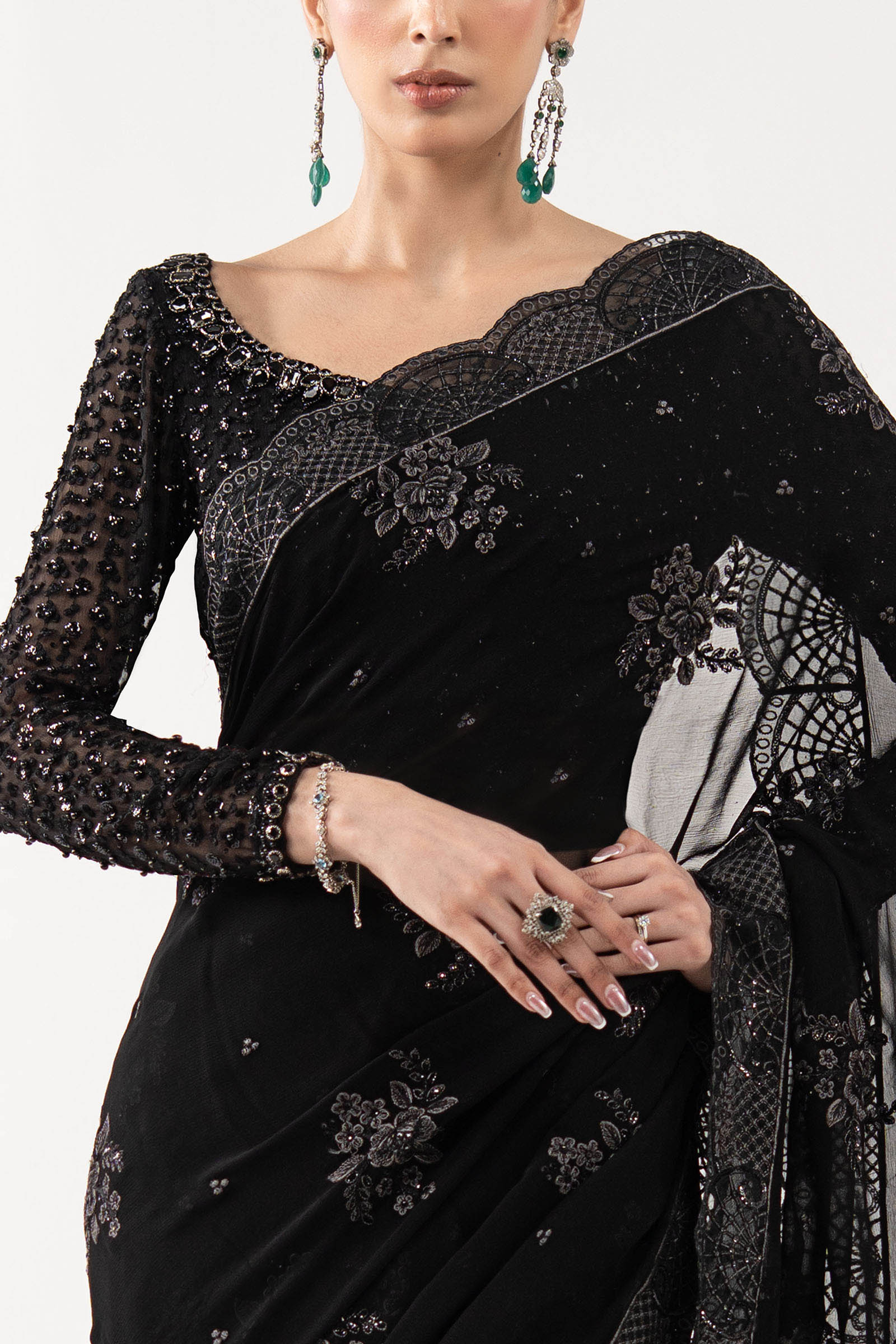 Embroidered Chiffon Saree