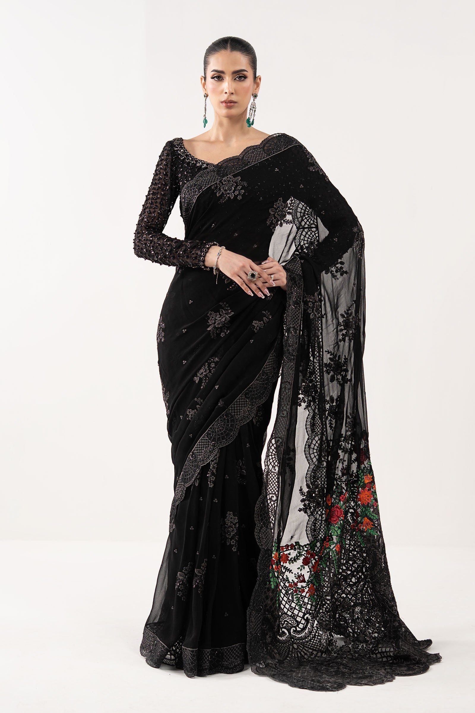 Embroidered Chiffon Saree