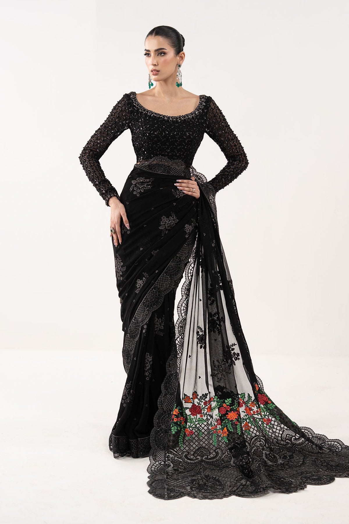 Embroidered Chiffon Saree