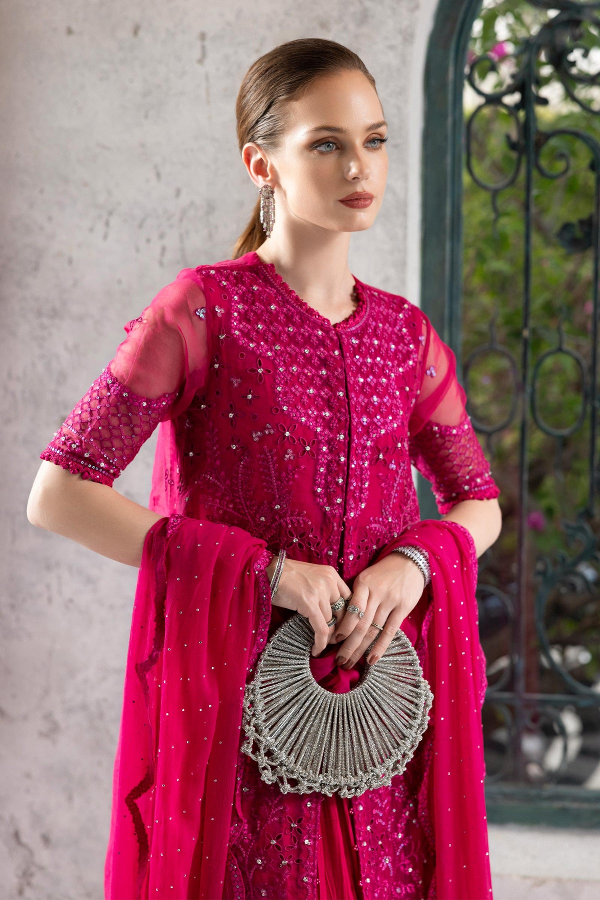 3 Piece Embroidered Organza Suit