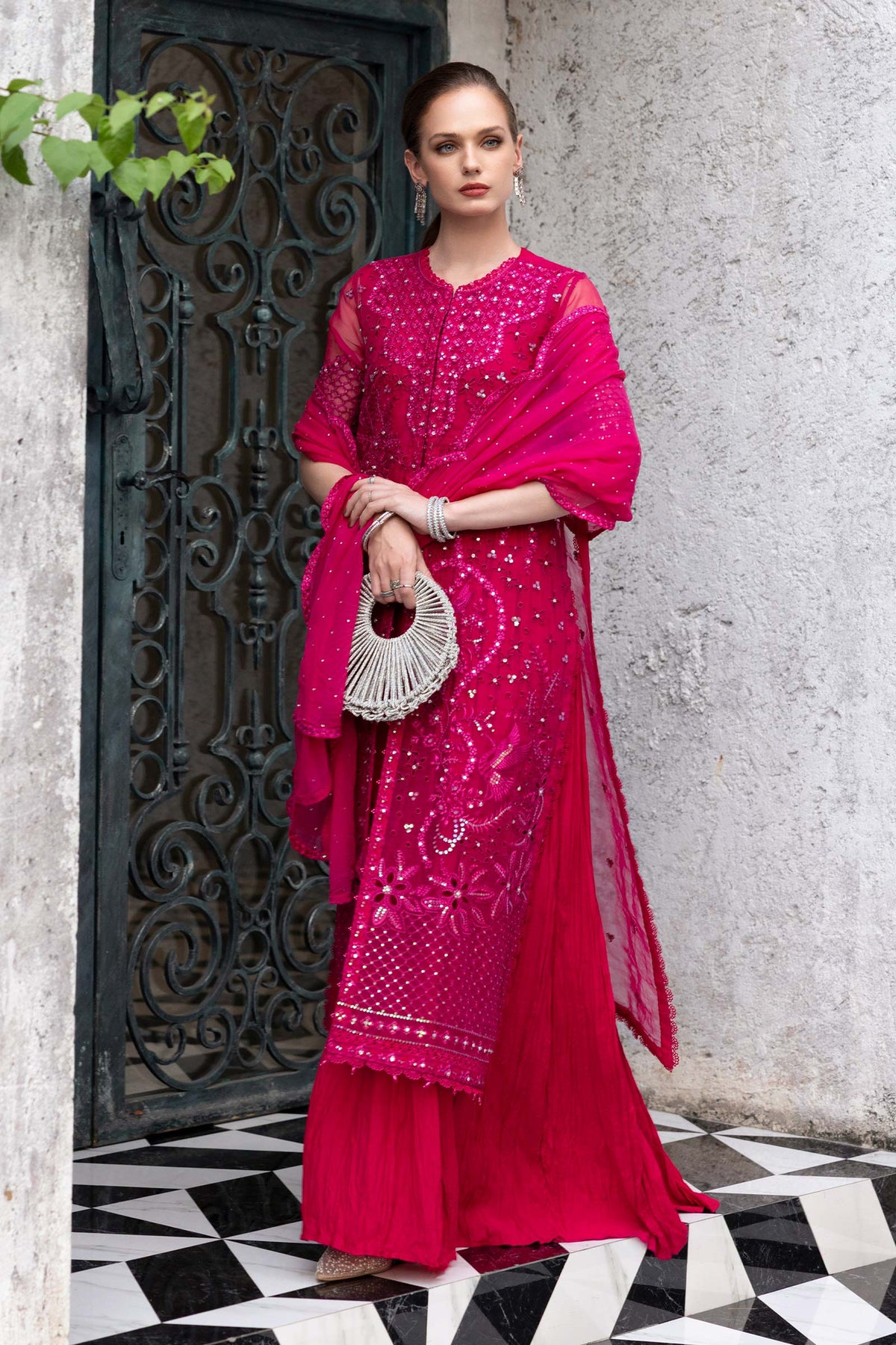 3 Piece Embroidered Organza Suit