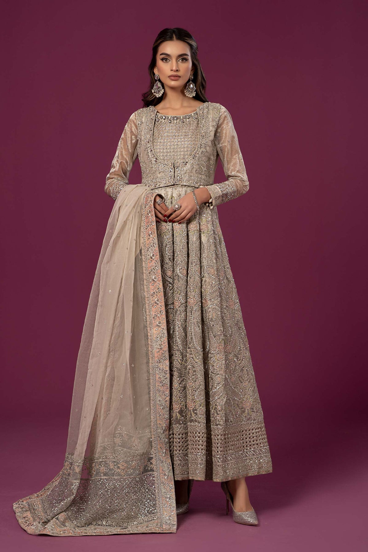 3 Piece Embroidered Net Suit