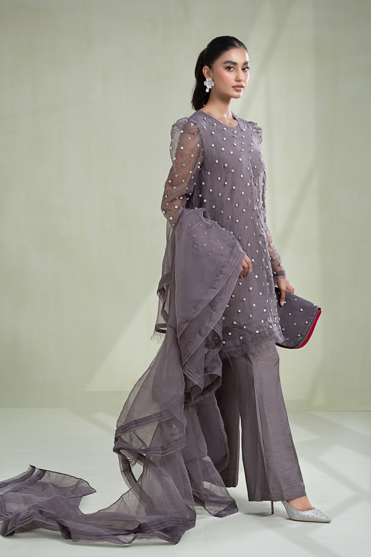 3 Piece Dyed Organza Suit