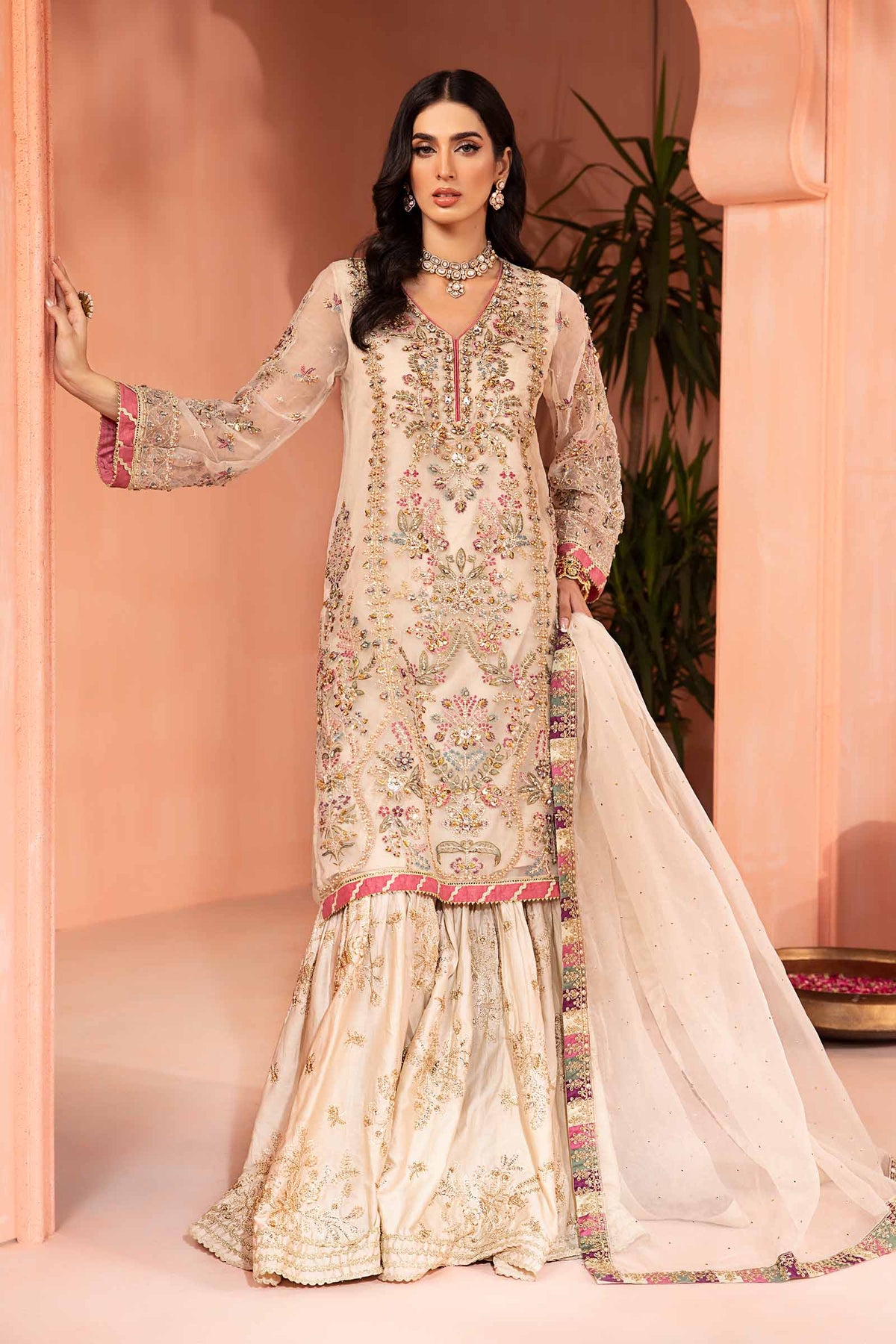 3 Piece Embellished Organza Suit