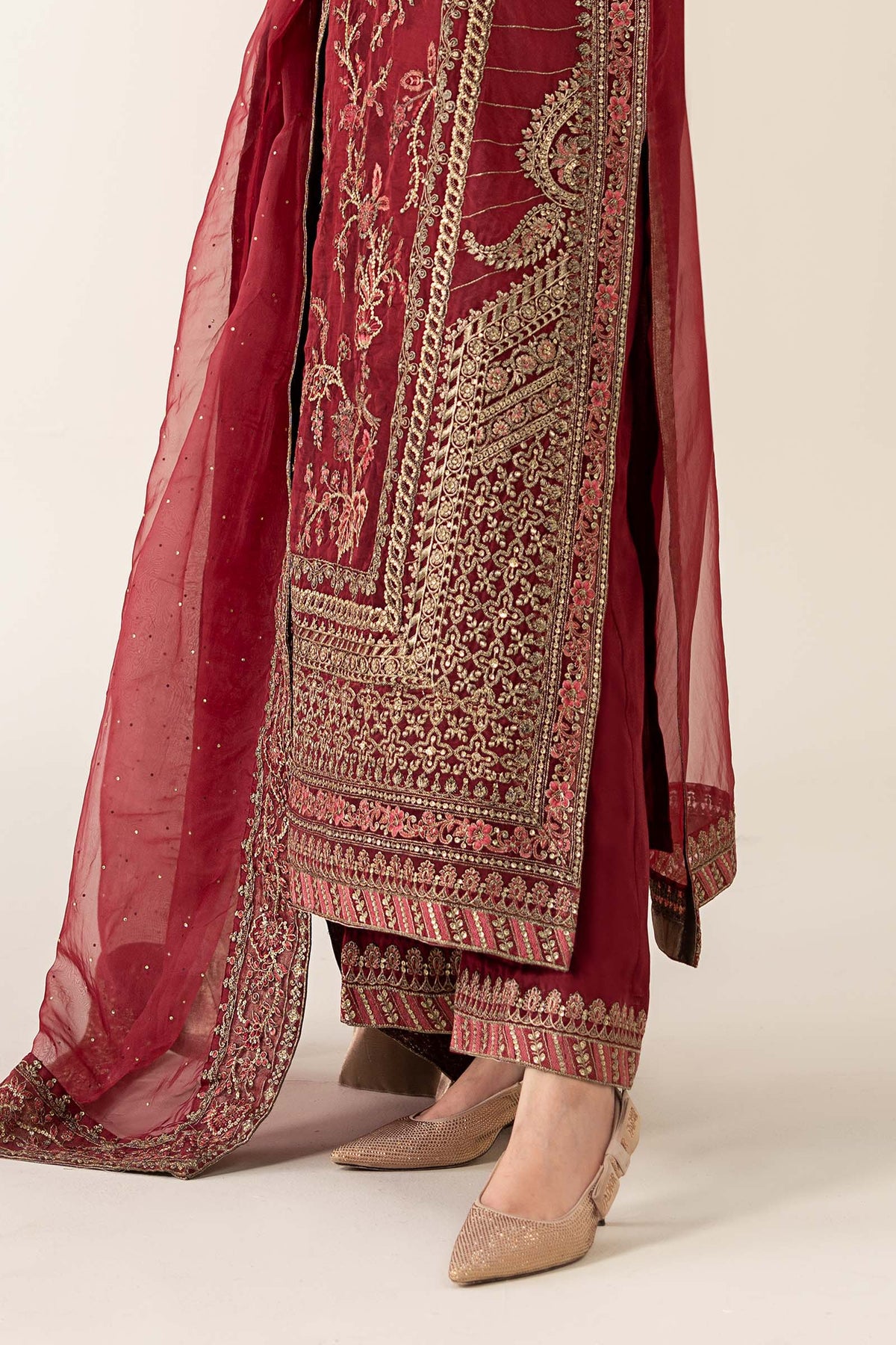 3 Piece Embroidered Organza Suit