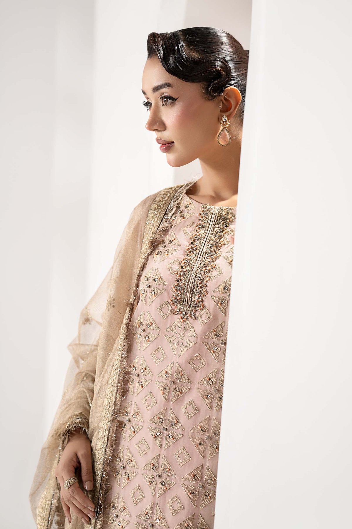 3 Piece Embroidered Organza Suit