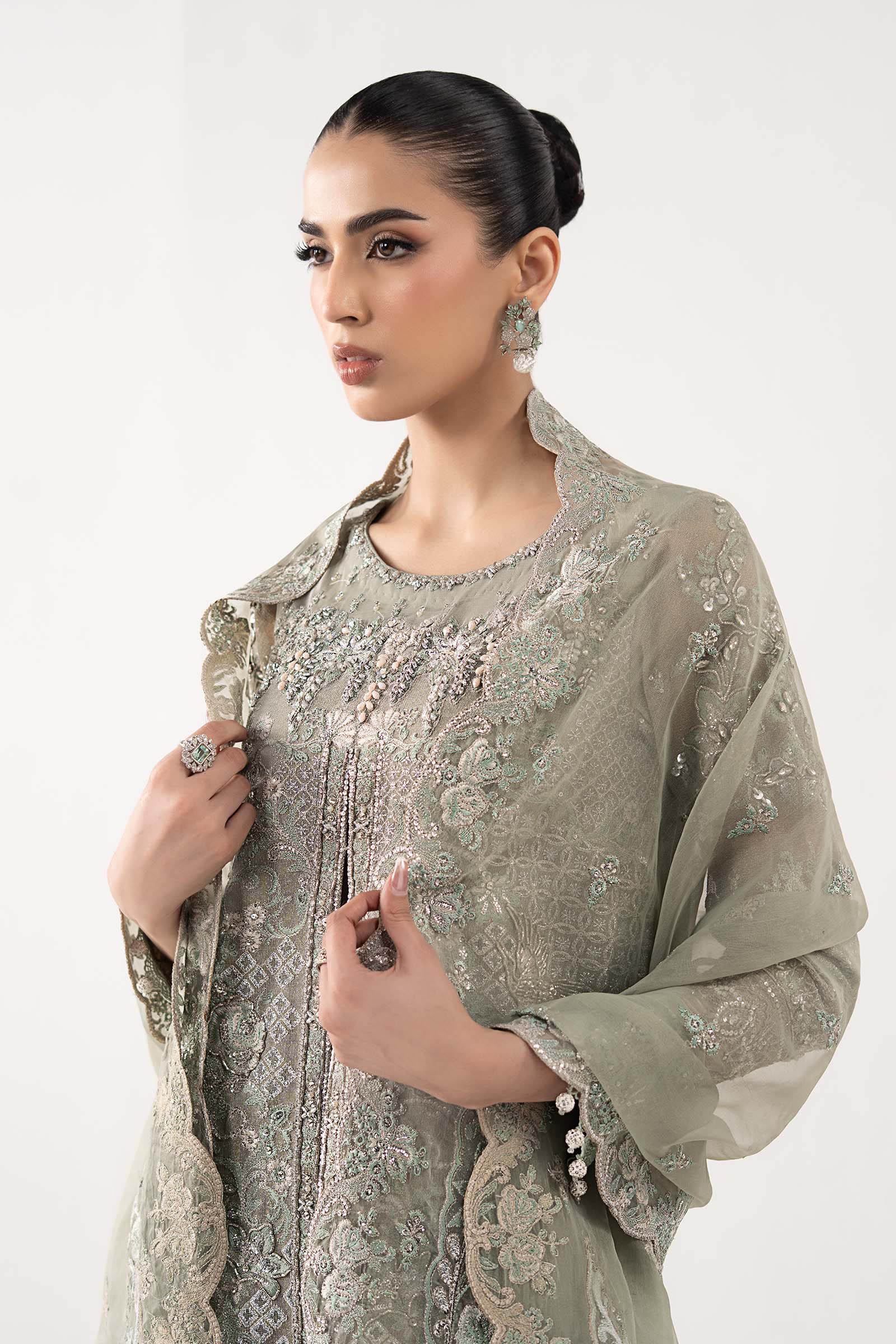 3 Piece Embroidered Net Suit