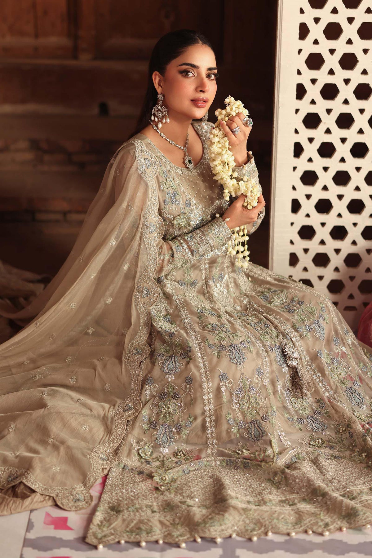 3 Piece Embroidered Net Suit