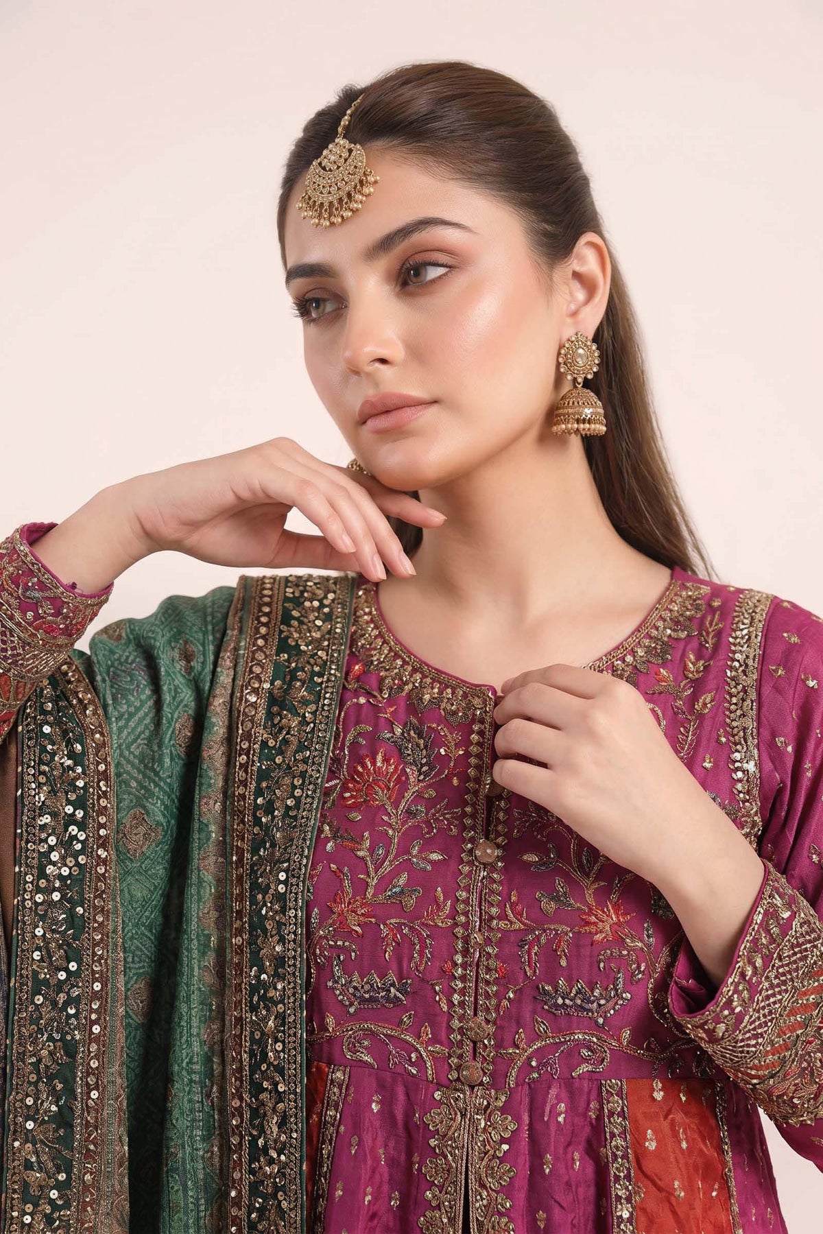 3 Piece Embroidered Silk Lurex Jacquard Suit