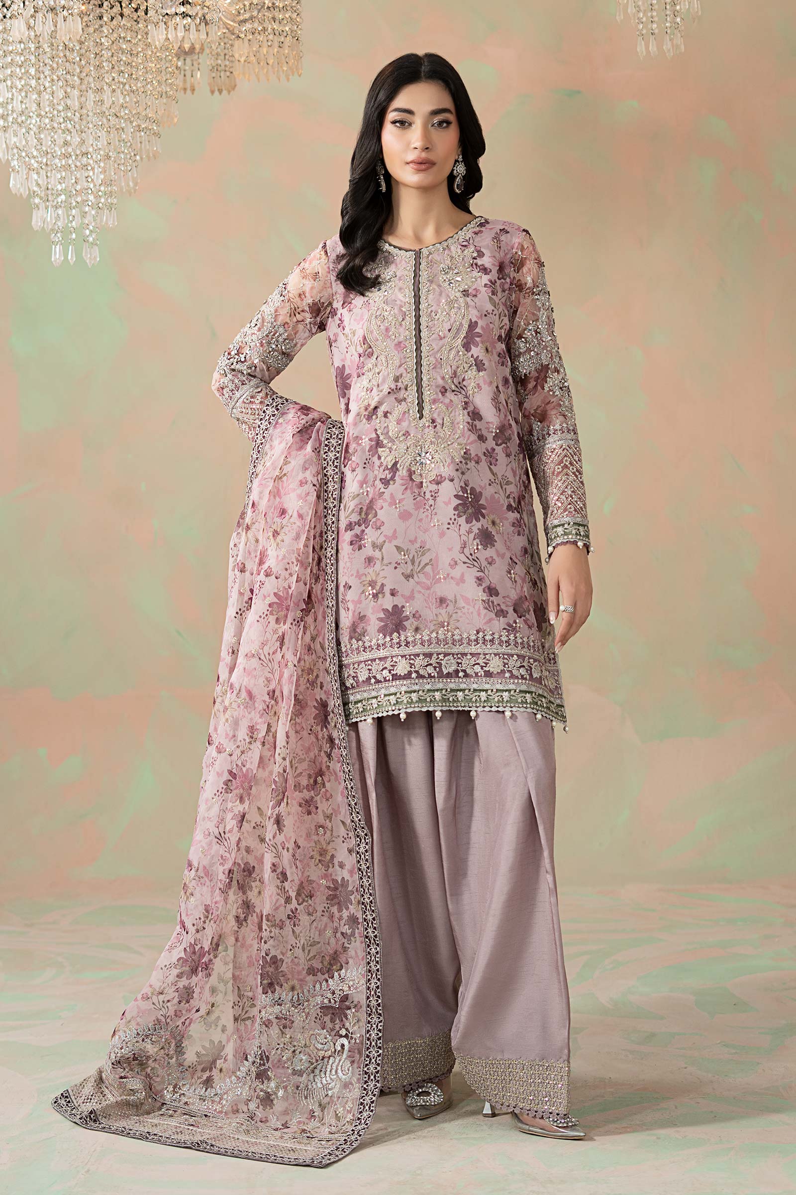 3 Piece Embroidered Organza Suit