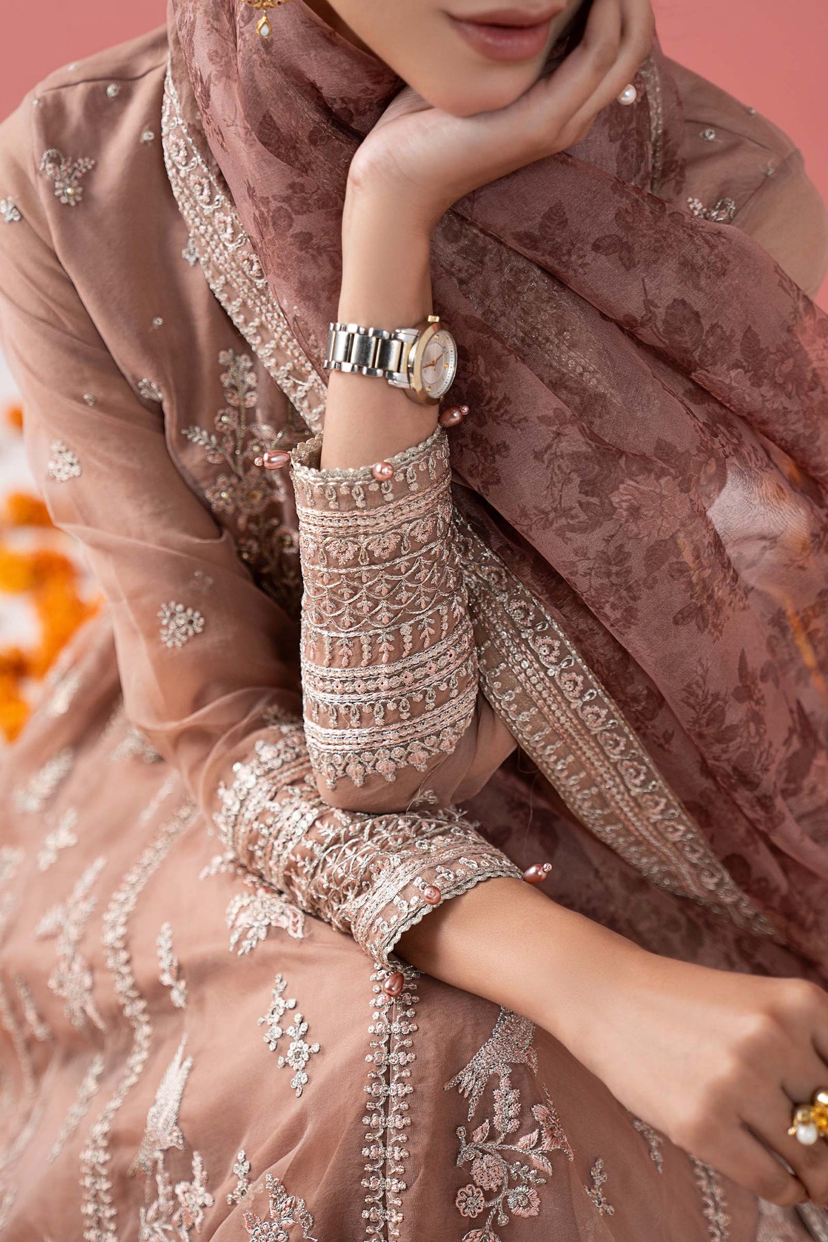 3 Piece Embroidered Organza Suit