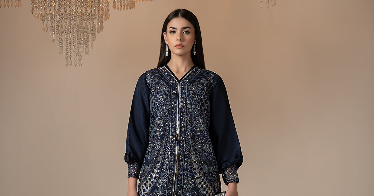 3 Piece Embroidered Raw Silk Suit