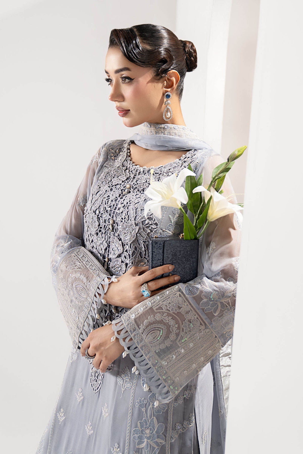 3 Piece Embroidered Chiffon Suit