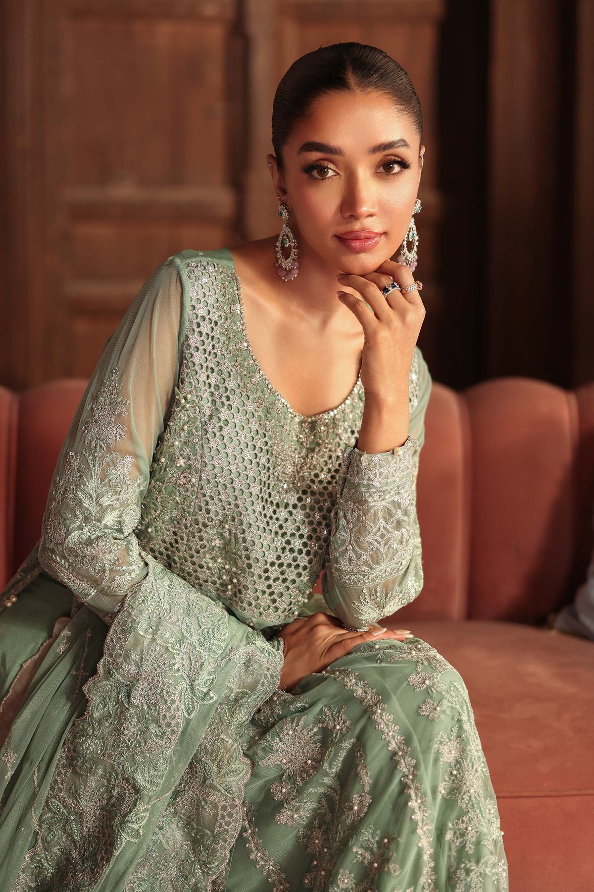 3 Piece Embroidered Net Suit