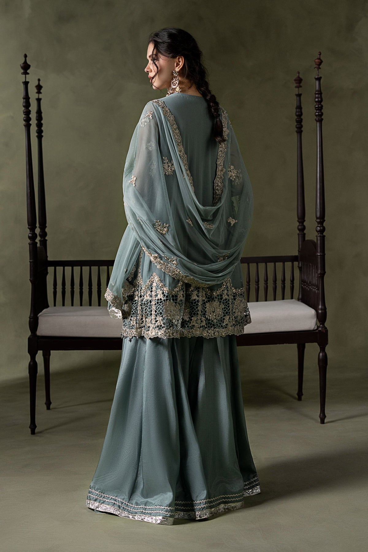 3 Piece Embroidered Net Suit