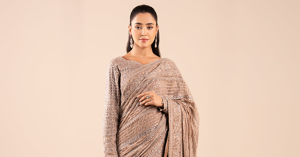 Embroidered Net Saree