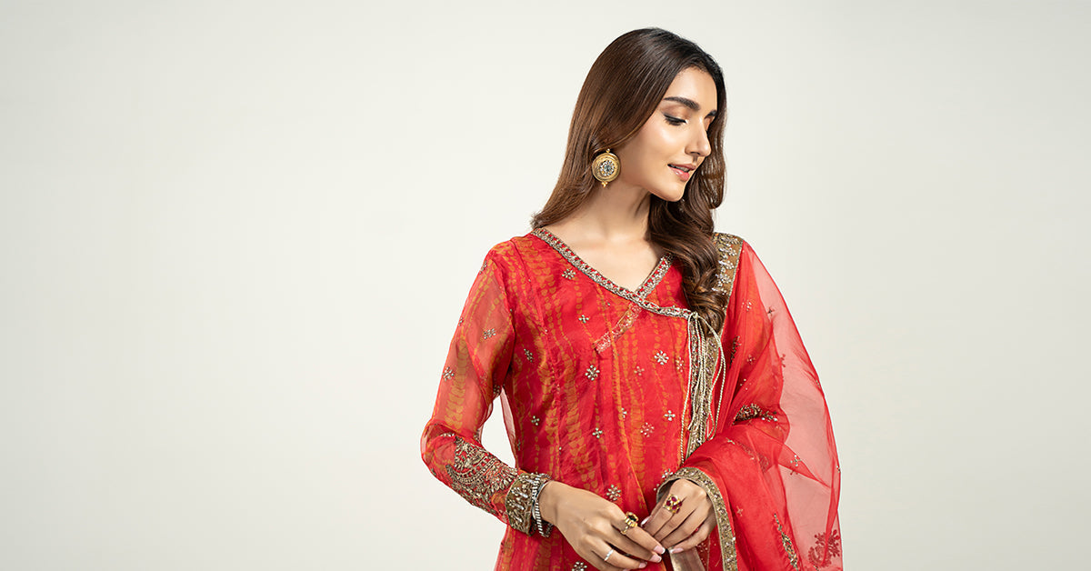 3 Piece Embroidered Frock