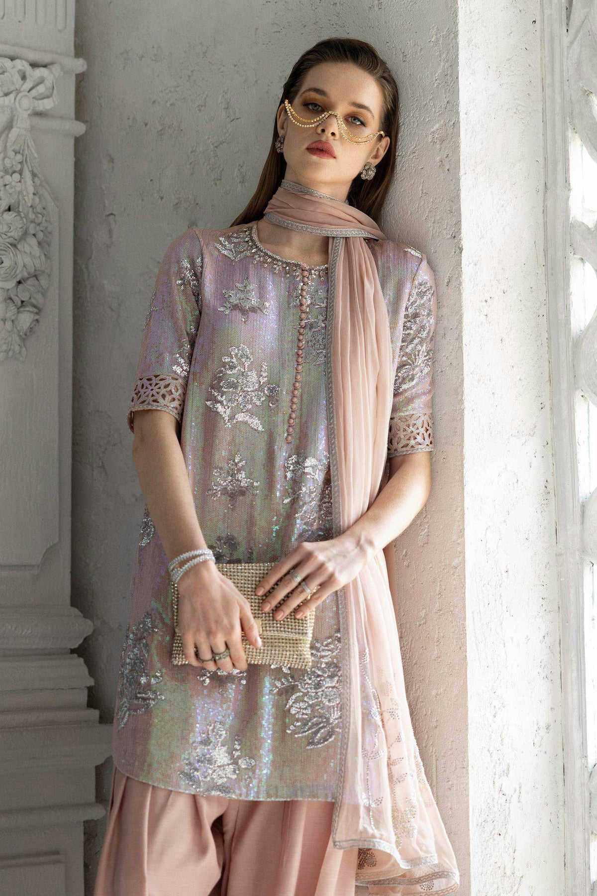 3 Piece Embroidered Chiffon Suit