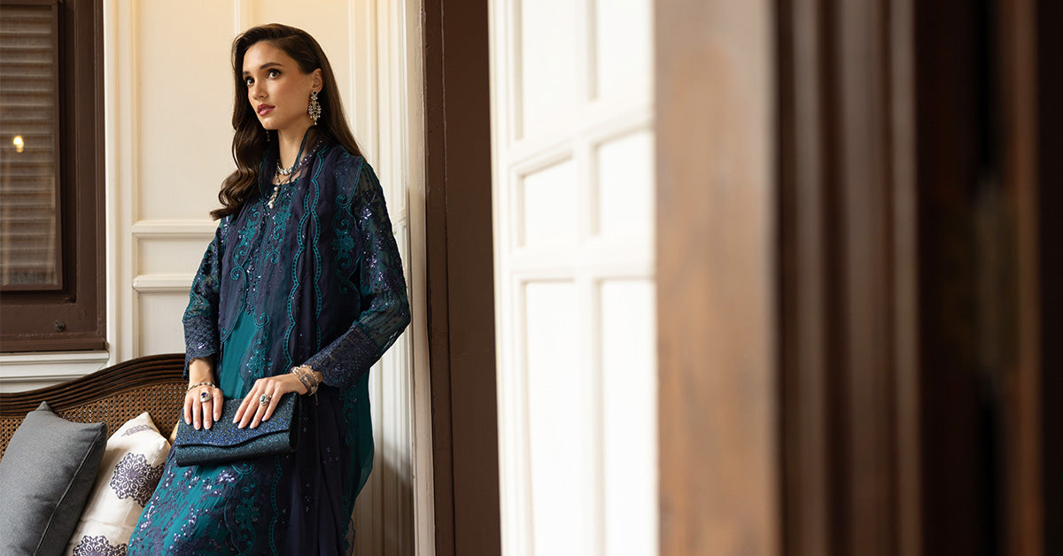 3 Piece Embroidered Chiffon Suit