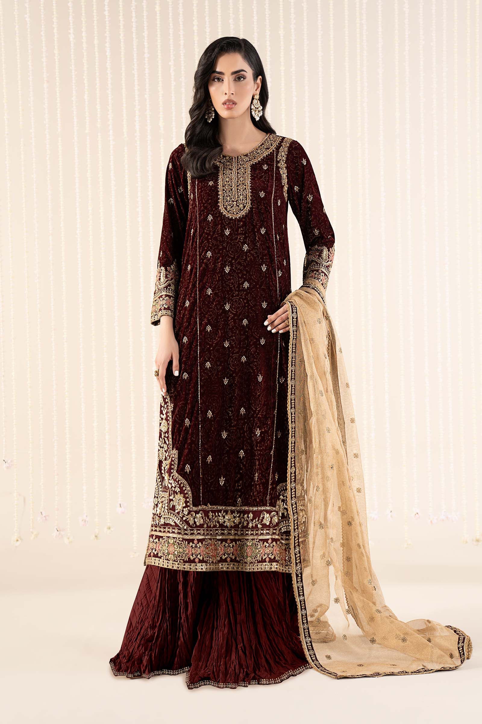 3 Piece Embroidered Velvet Suit