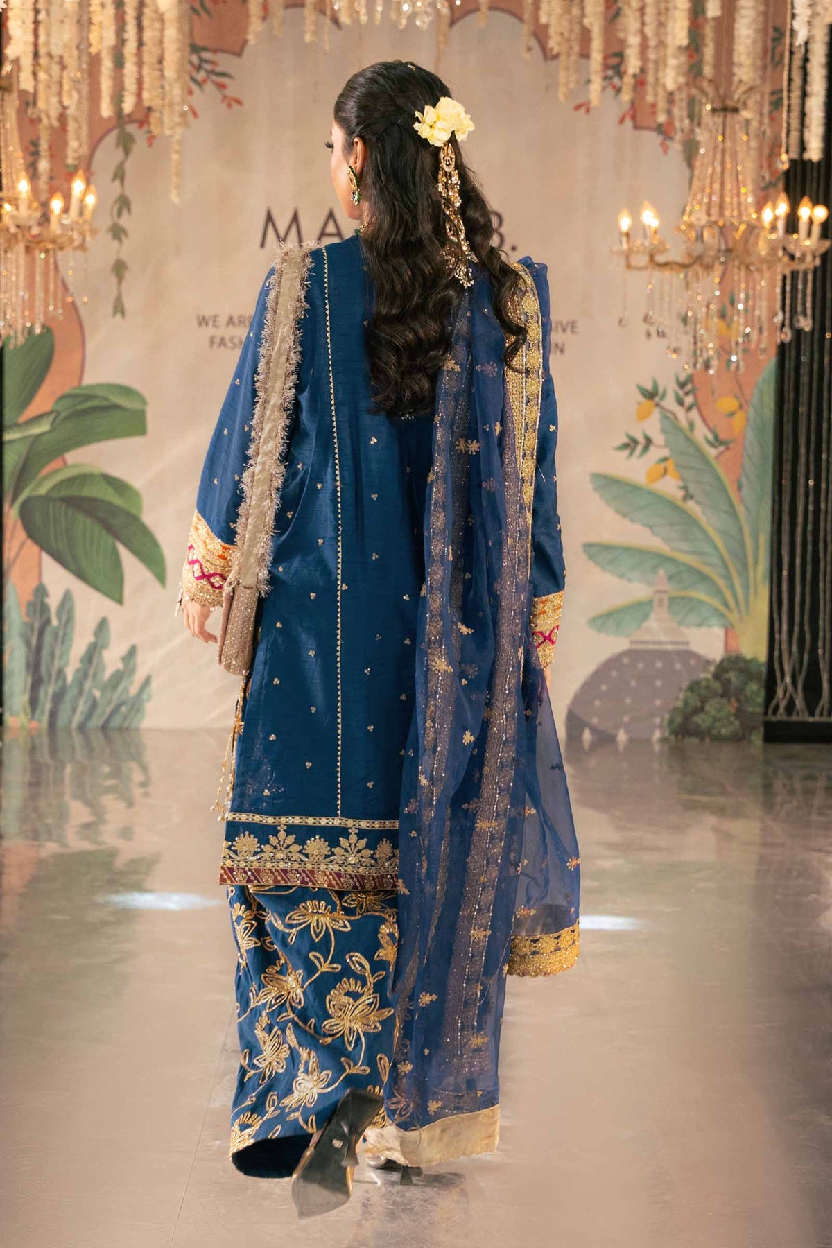 3 Piece Embroidered Raw Silk Suit