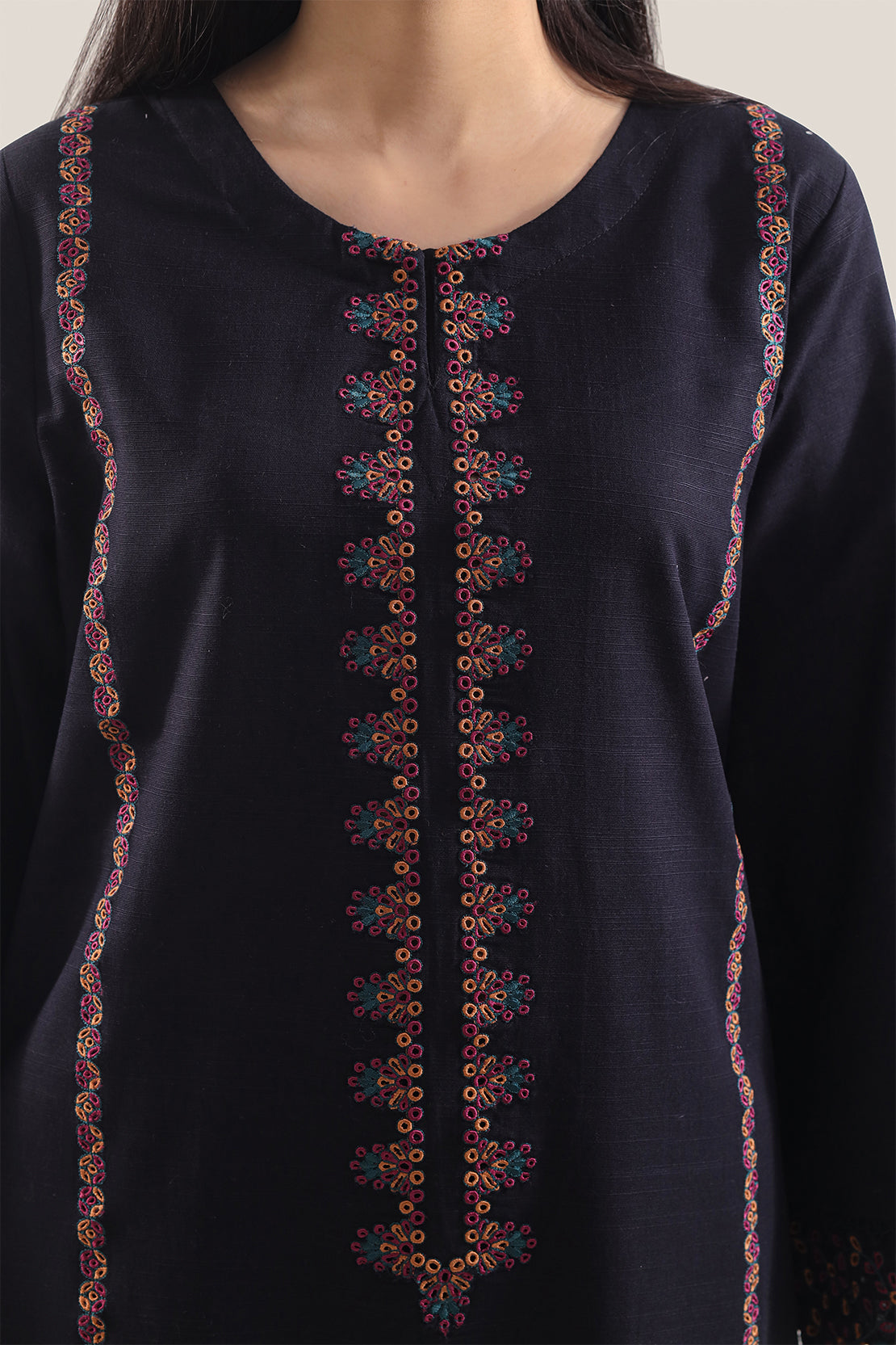 Solid Embroidered Khaddar Stitched 2 Piece (Shirt/Trouser)108590