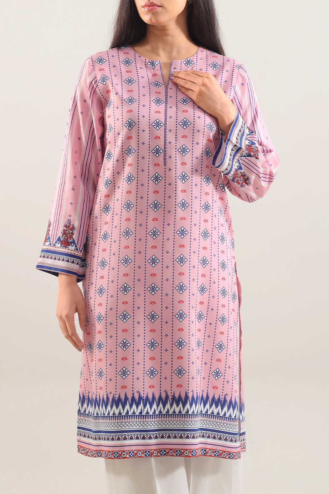 Printed Linen Stitched Shirt115351