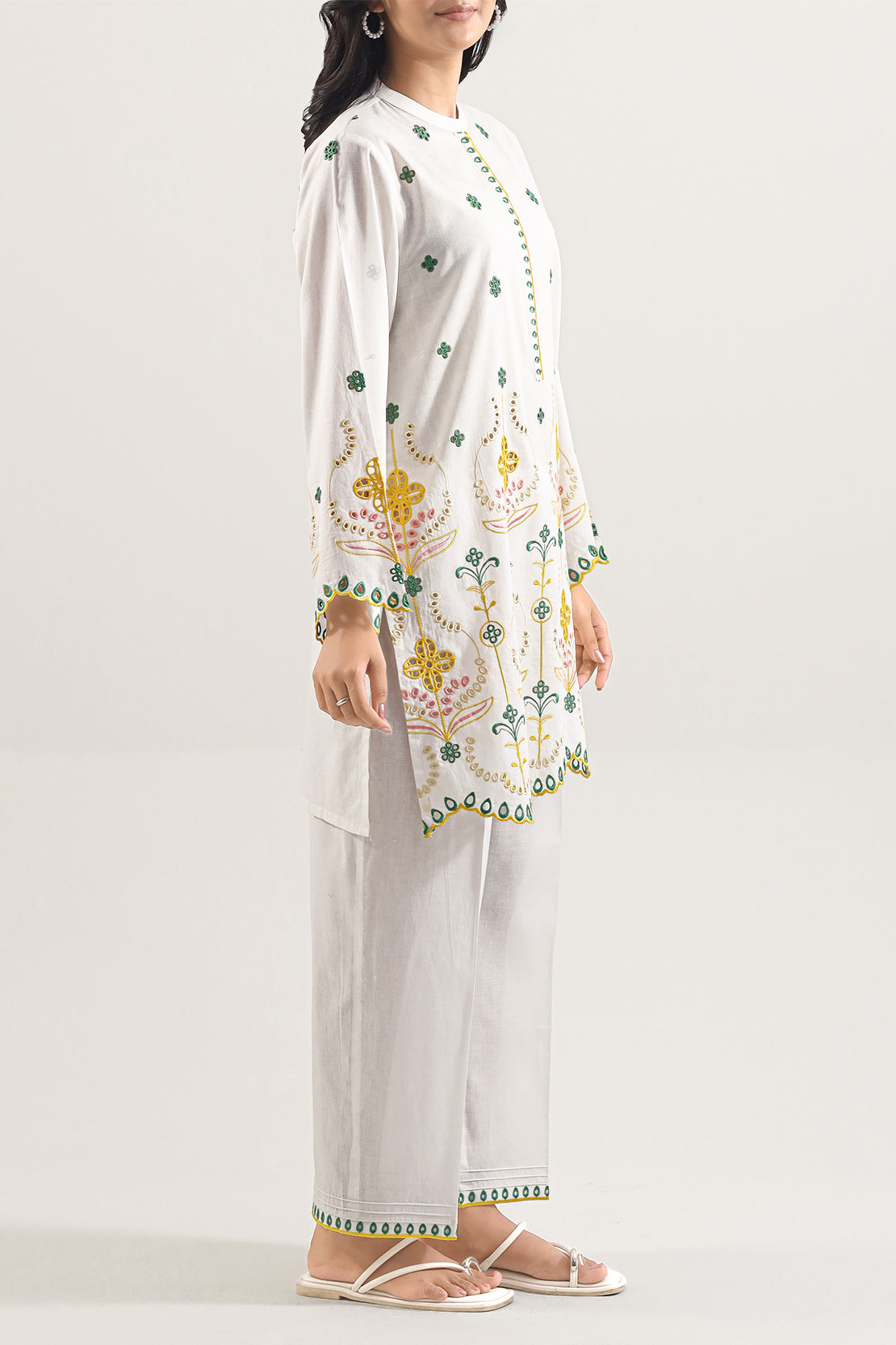 Solid Embroidered Cambric Stitched 2 Piece (Shirt/Trouser)120138