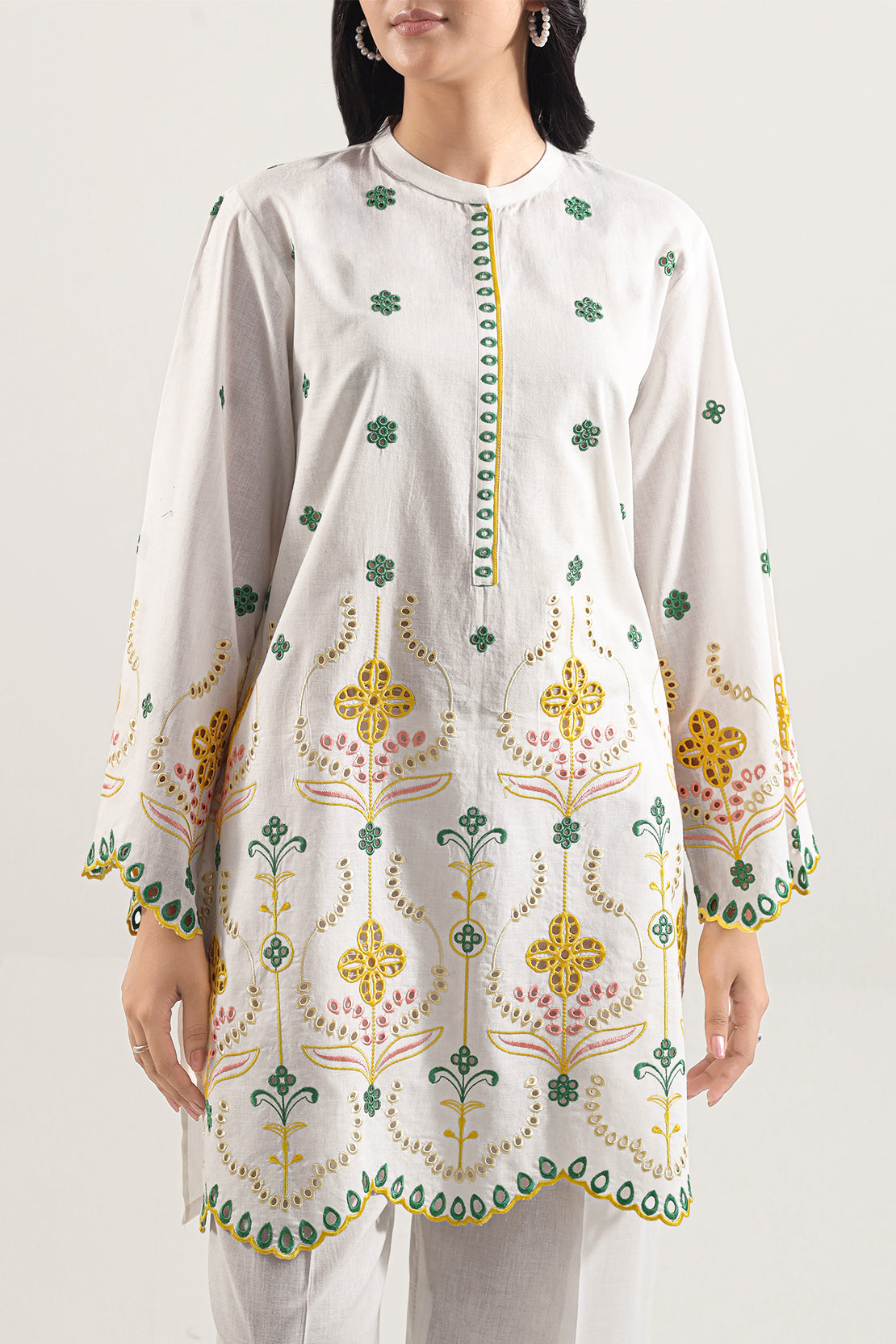 Solid Embroidered Cambric Stitched 2 Piece (Shirt/Trouser)120138