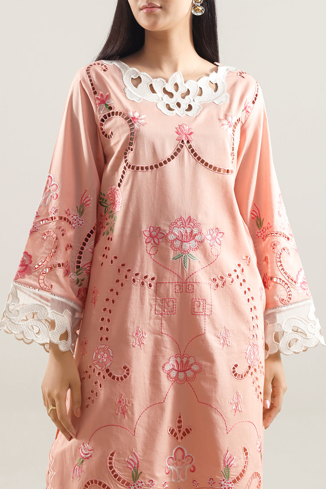 Solid Embroidered Cambric Stitched 2 Piece (Shirt/Trouser)124911