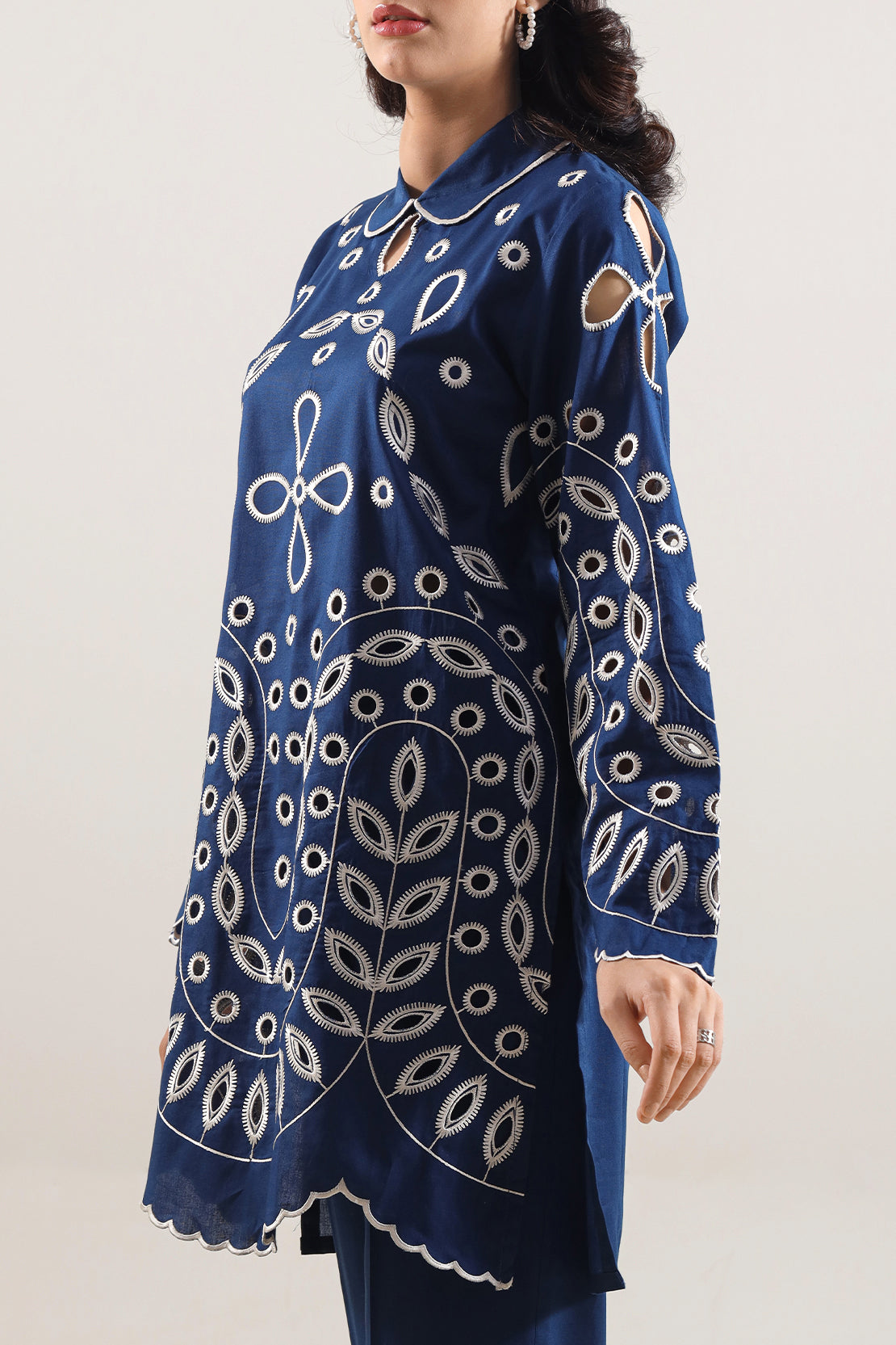 Solid Embroidered Cambric Stitched 2 Piece (Shirt/Trouser)124918