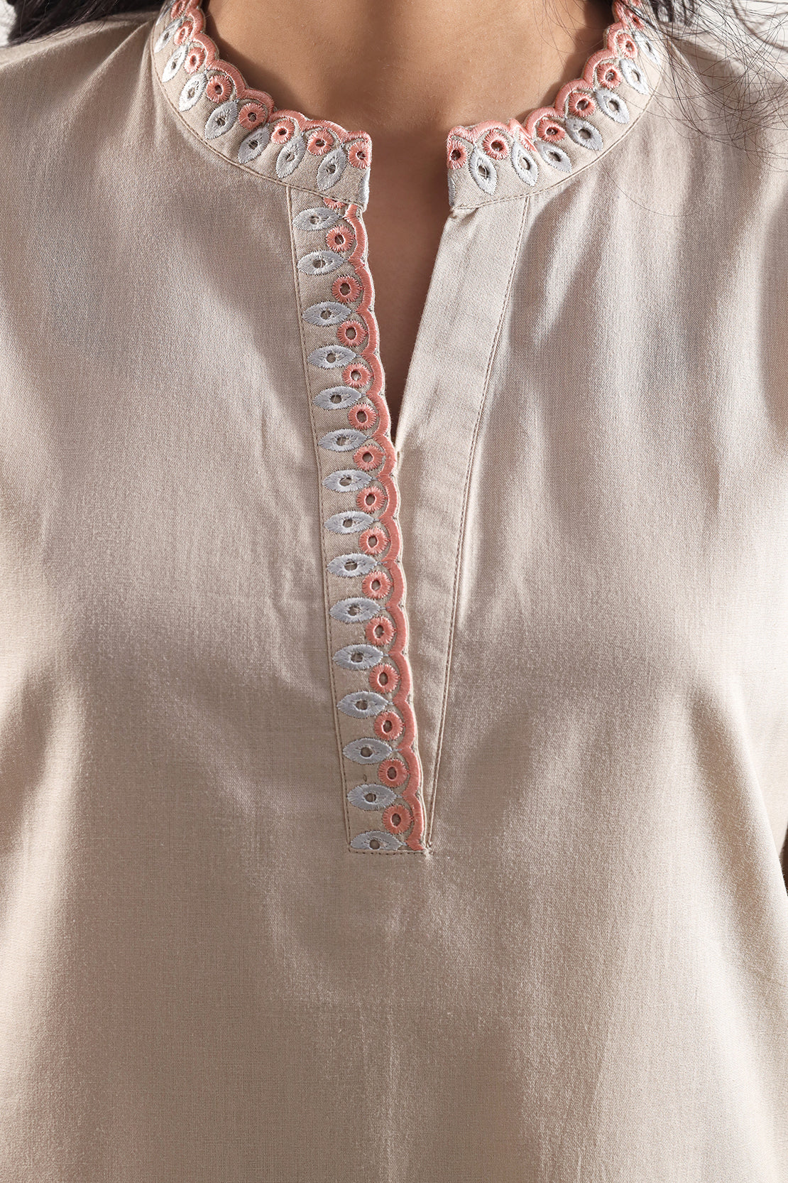 Solid Embroidered Cambric Stitched 2 Piece (Shirt/Trouser)124731