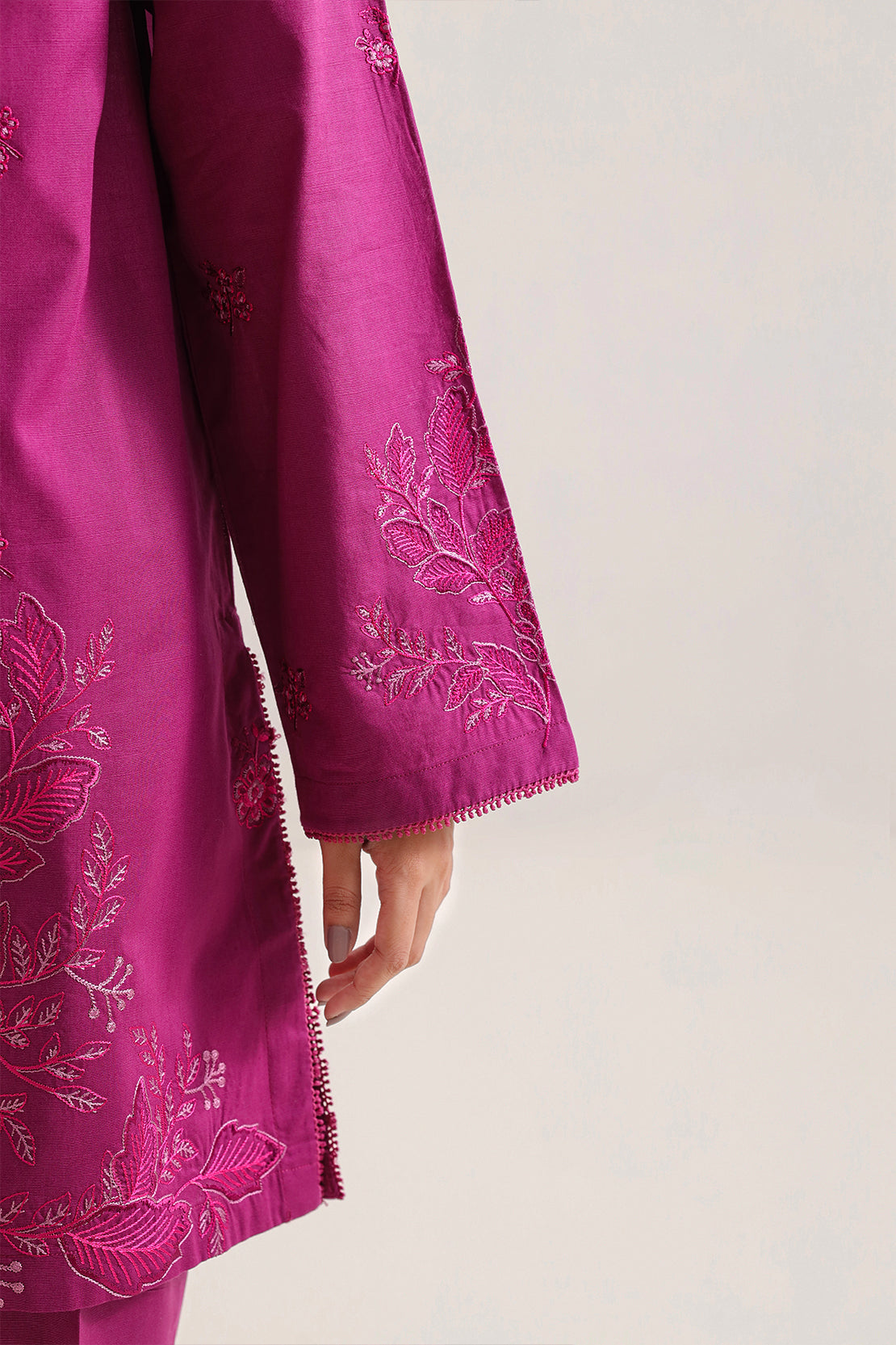 Luxury Pret Embroidered Slub Cotton Stitched 2 Piece Shirt/Trouser113820