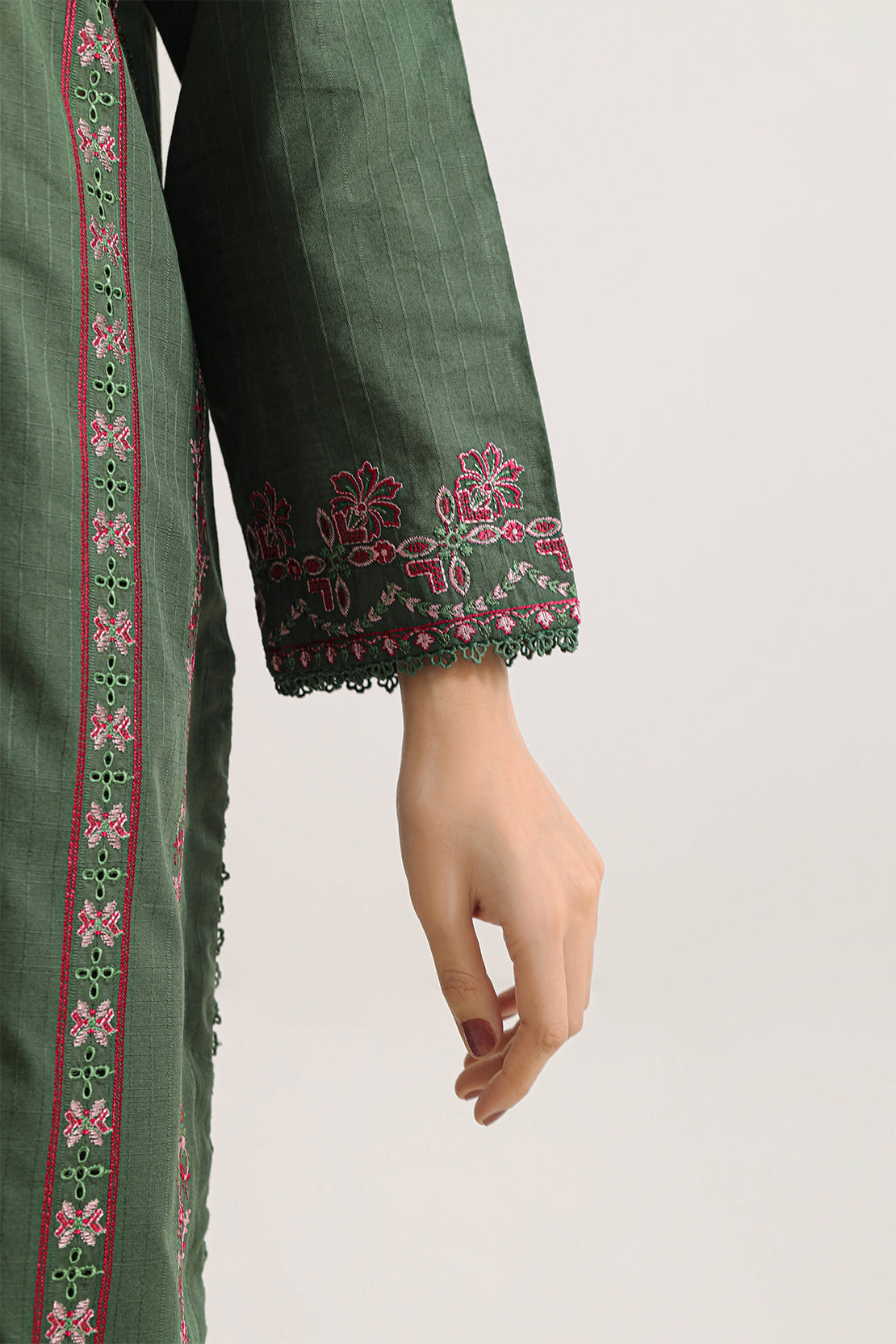 Luxury Pret Embroidered Slub Cotton Stitched 3 Piece125508