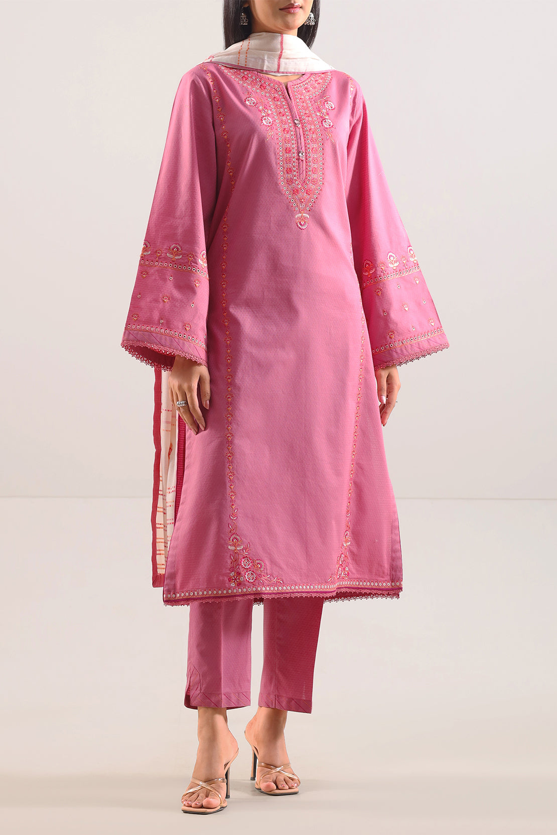 Luxury Pret Embroidered Cotton Jacquard Stitched 3 Piece108019