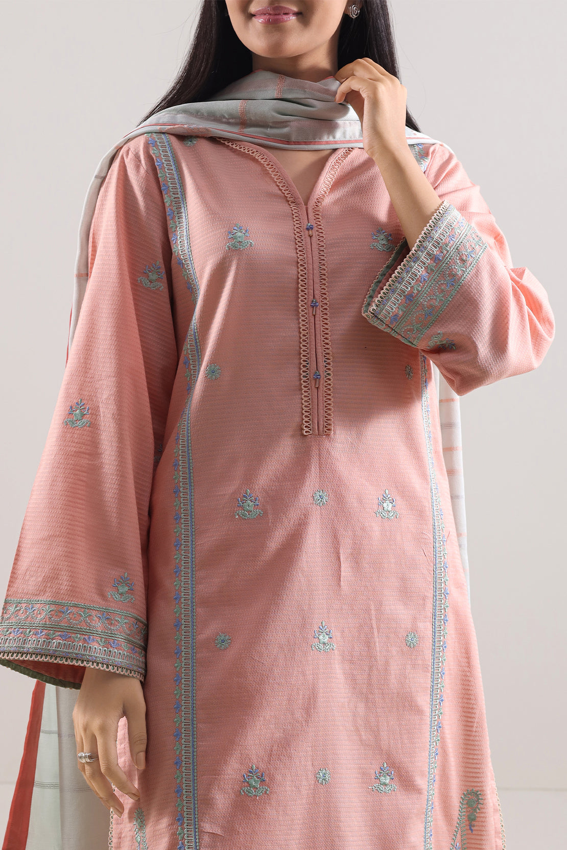 Luxury Pret Embroidered Cotton Jacquard Stitched 3 Piece107998