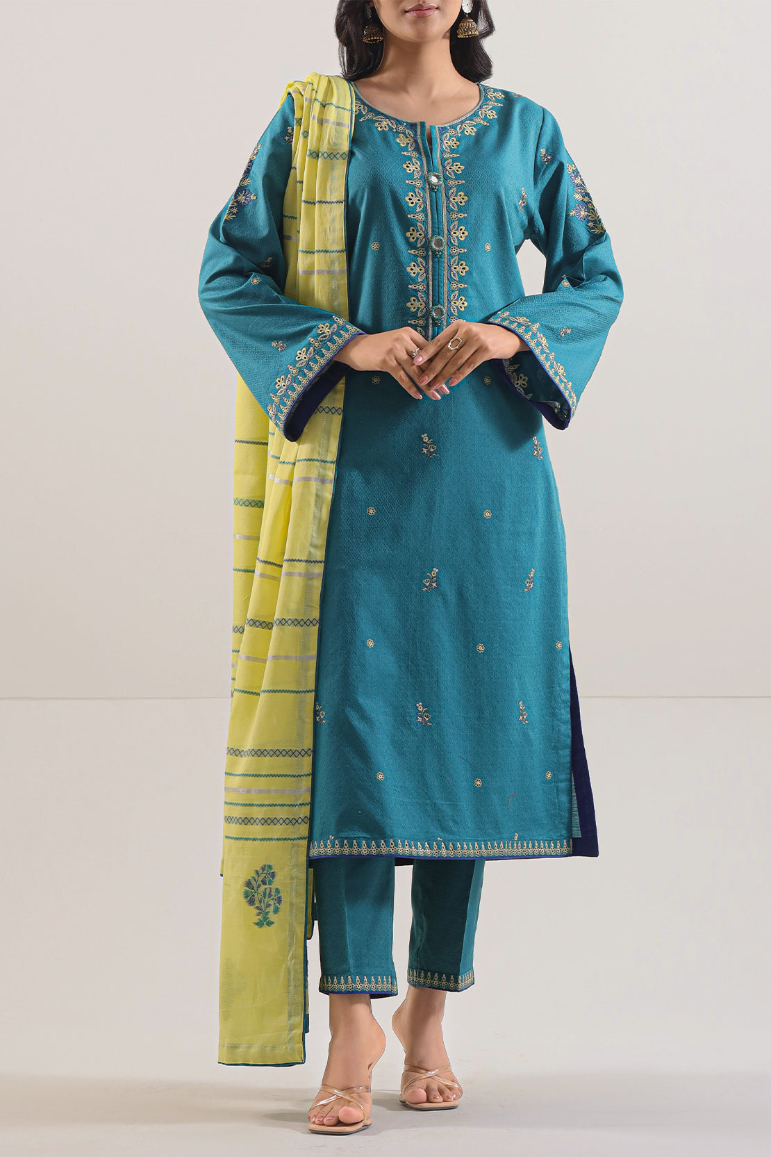 Luxury Pret Embroidered Cotton Jacquard Stitched 3 Piece108012