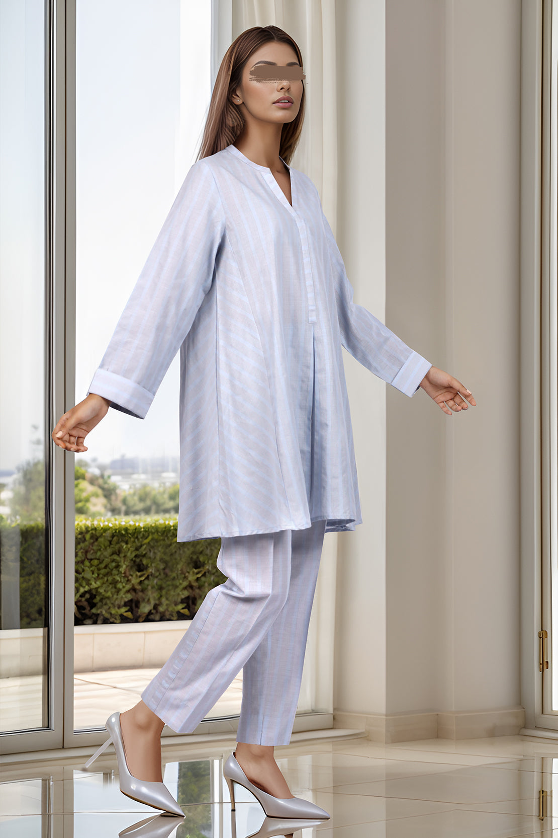 Solid Soft Raw Silk Stitched Shirt58577