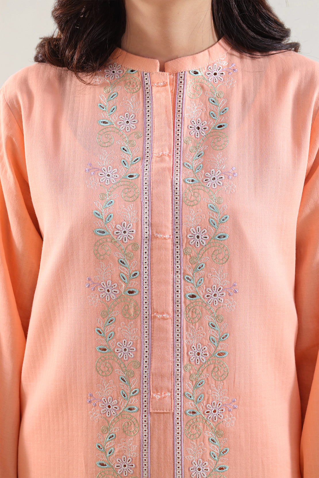 Solid Embroidered Cotton Stitched 2 Piece (Shirt/Trouser)62421