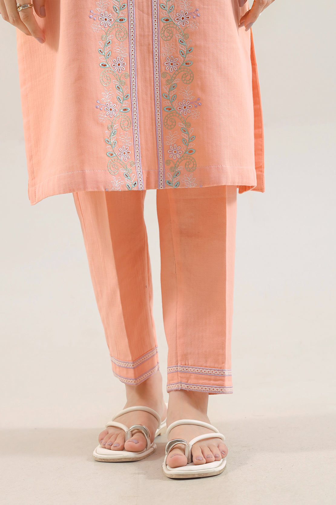 Solid Embroidered Cotton Stitched 2 Piece (Shirt/Trouser)62421