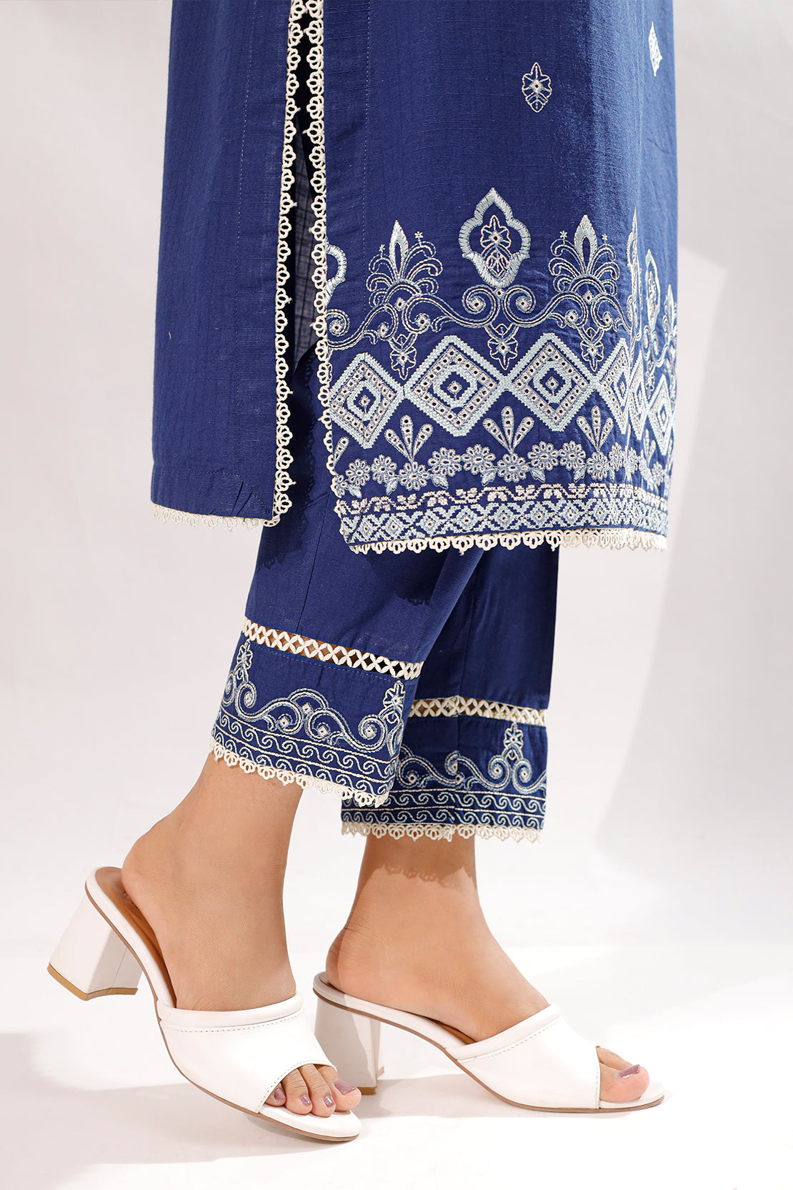 Solid Embroidered Slub Cotton Stitched 2 Piece (Shirt/Trouser)72929