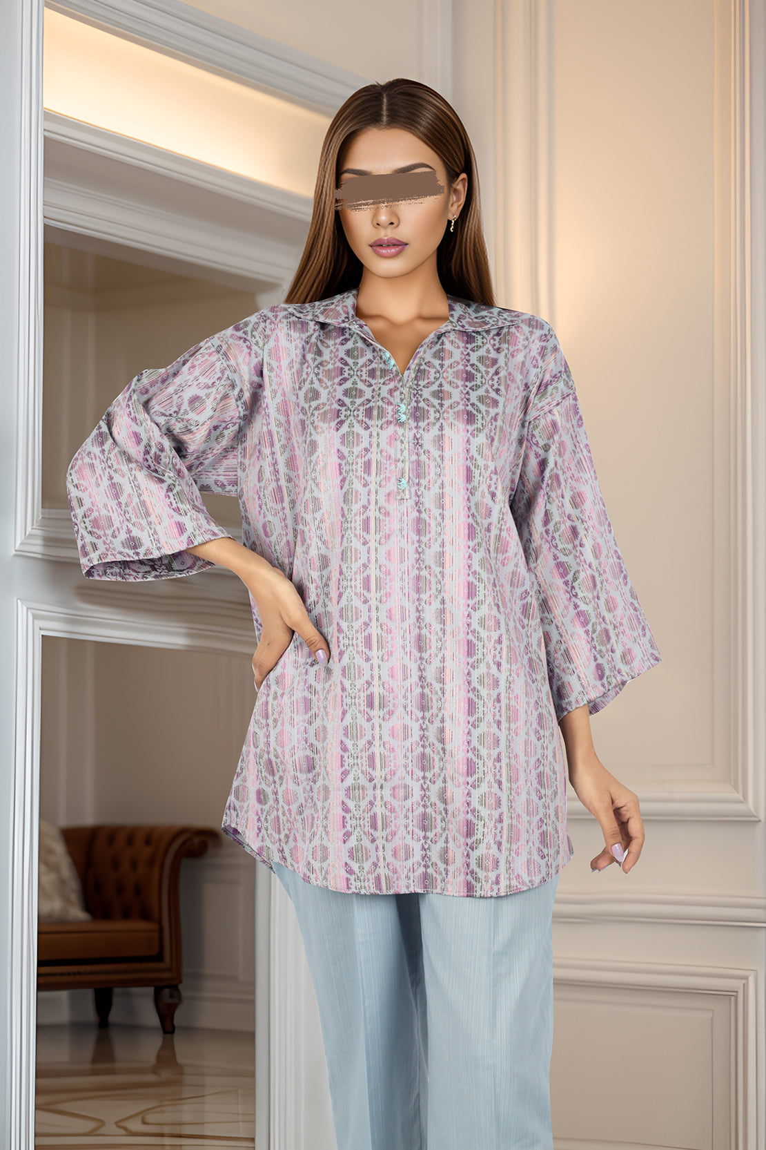 Cotton Jacquard Stitched 2 Piece (Shirt/Trouser)60547