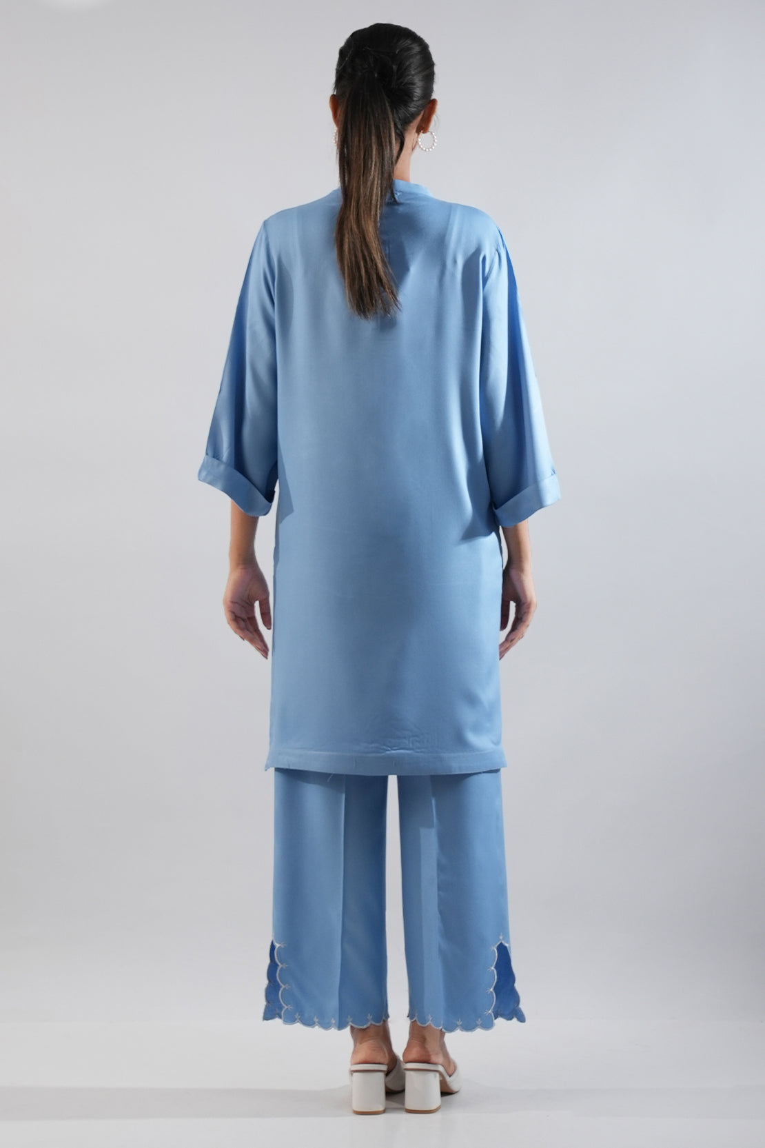 Solid Embroidered Dobby Crepe Stitched 2 Piece (Shirt/Trouser)80103