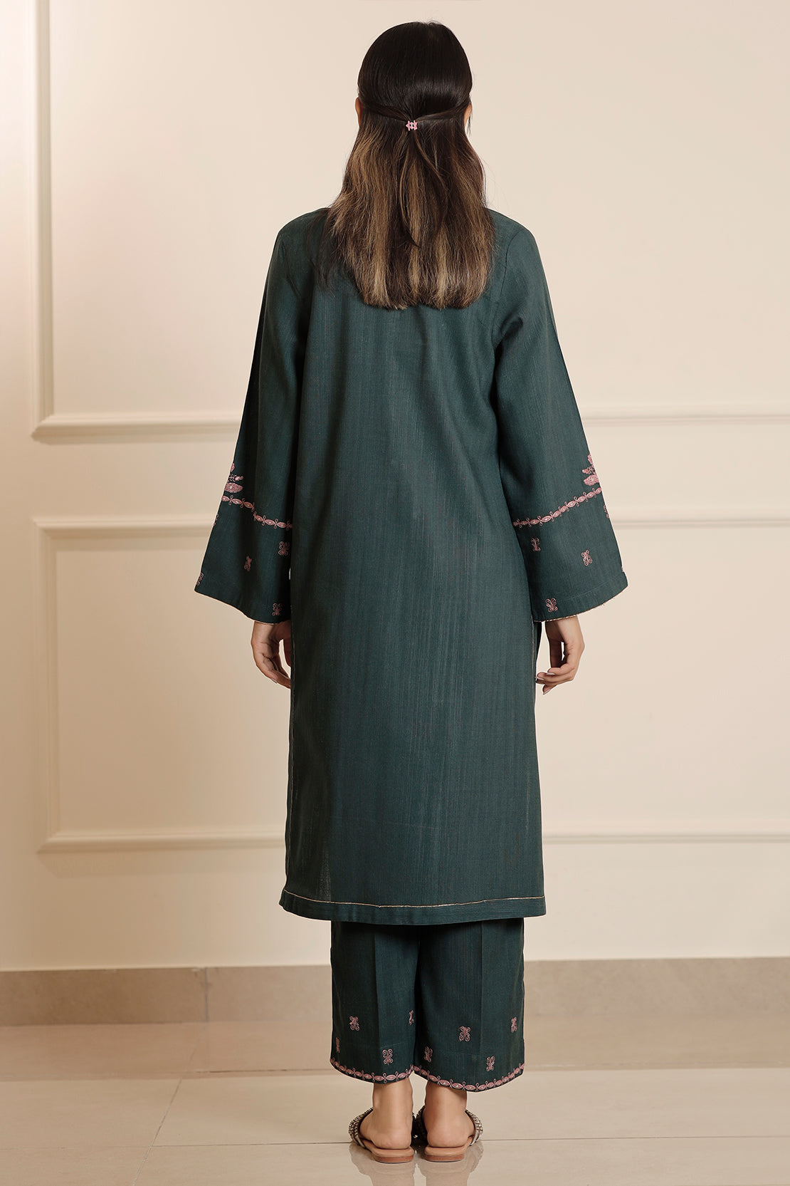 Solid Embroidered Soft Raw Silk Stitched 2 Piece (Shirt/Trouser)74560