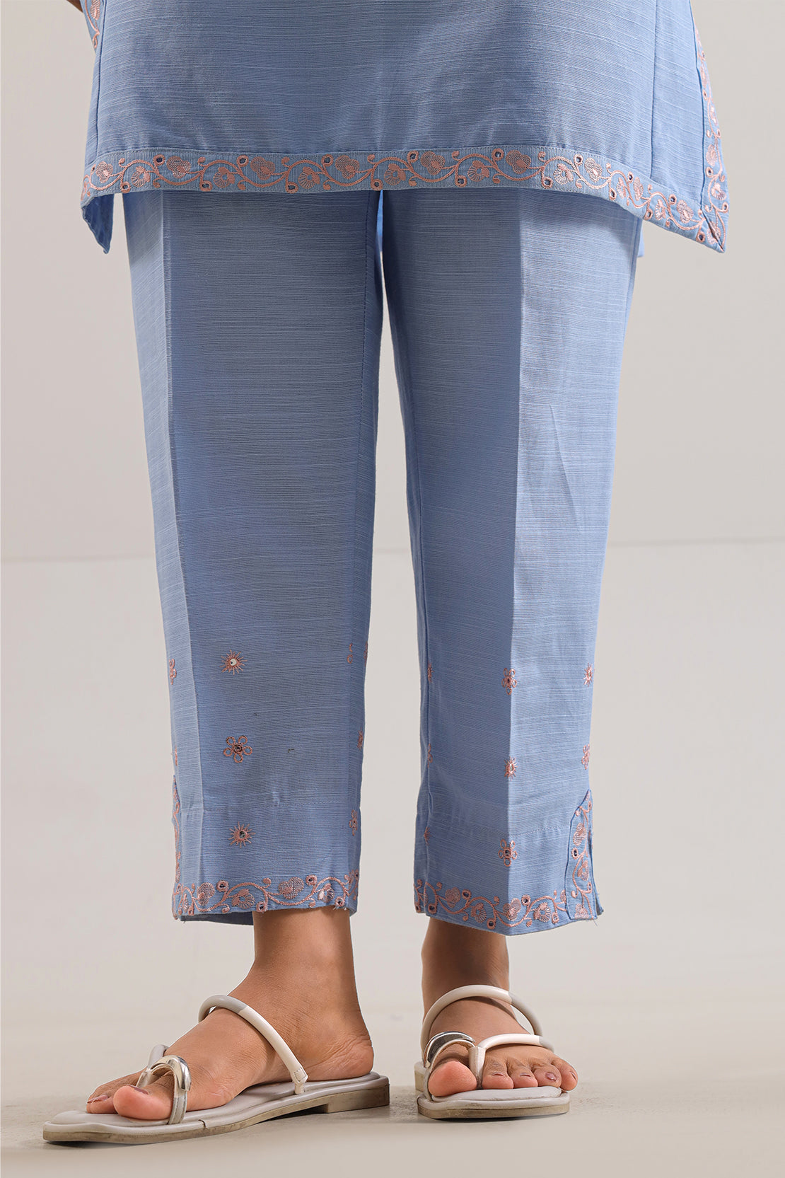 Solid Embroidered Soft Raw Silk Stitched 2 Piece (Shirt/Trouser)74553