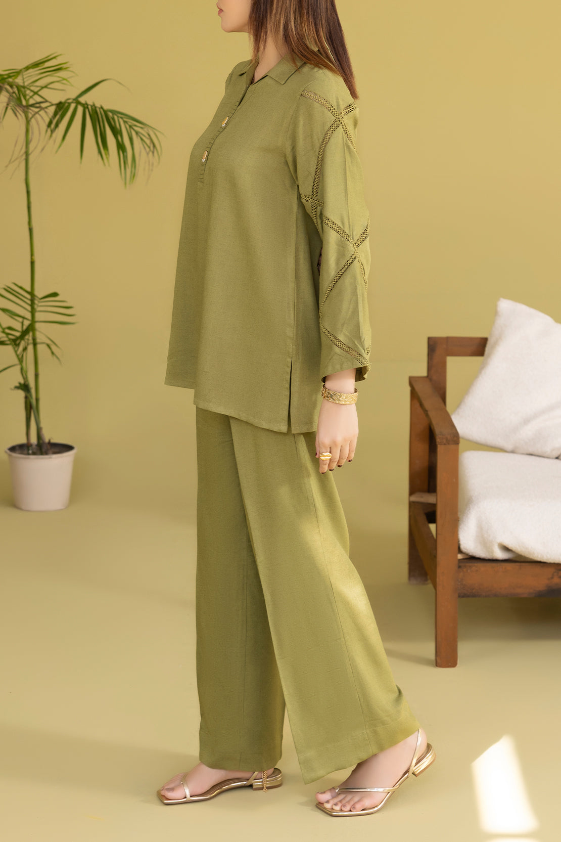 Solid Acrylic Stitched Shirt/Trouser 2 Piece80445