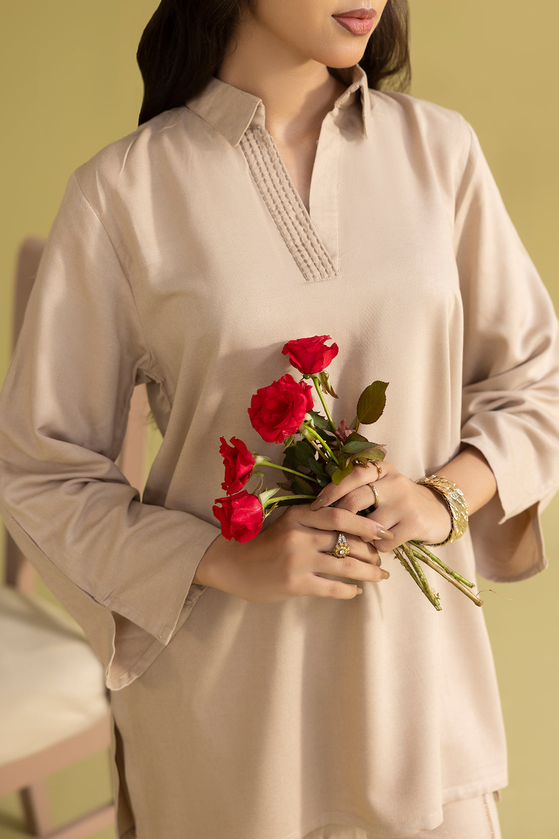 Solid Acrylic Stitched Shirt/Trouser 2 Piece79271